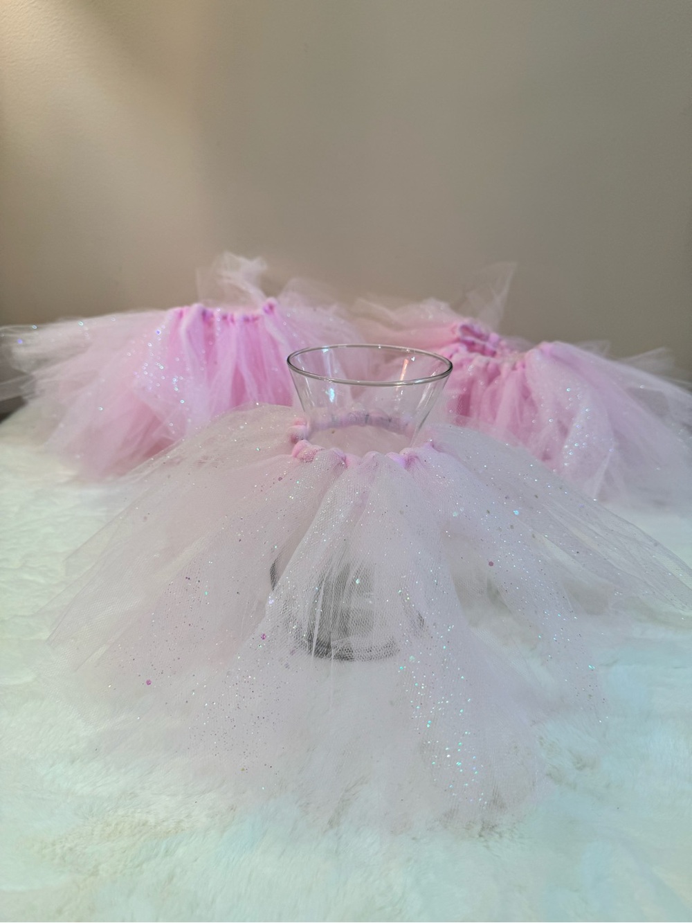 Lot of 7 Tulle Vase Pink Tutu, 7- inch, Baby Shower Centerpiece